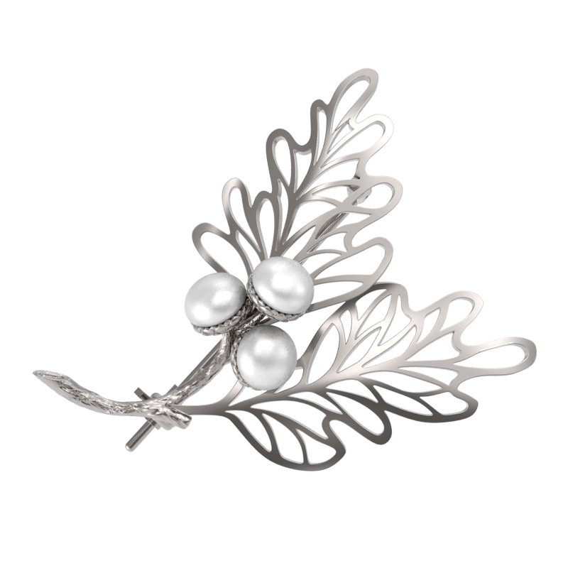 Брошь из серебра с камнем Жемчуг фото, цены