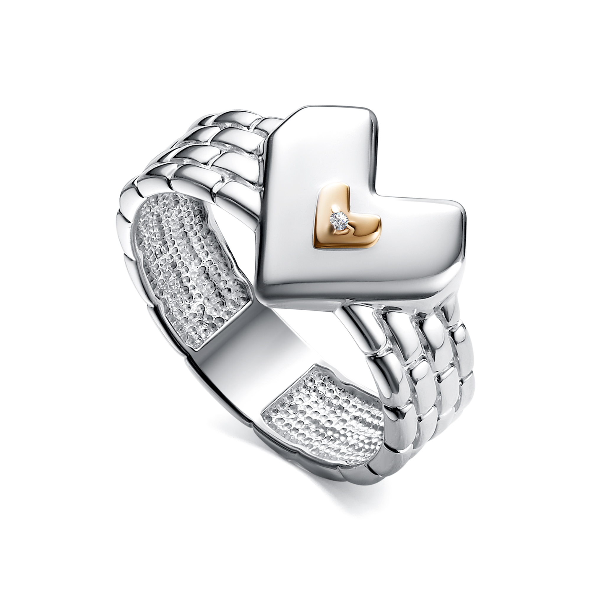 Кольцо из серебра с камнем Бриллиант, вставками золота фото, цены