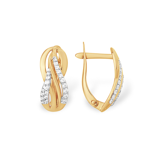 Серьги из золота с камнем Фианит фото, цены