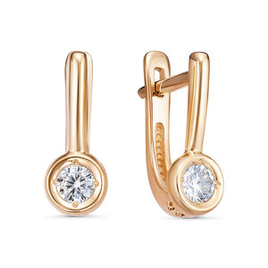 Серьги из золота с камнем Фианит фото, цены