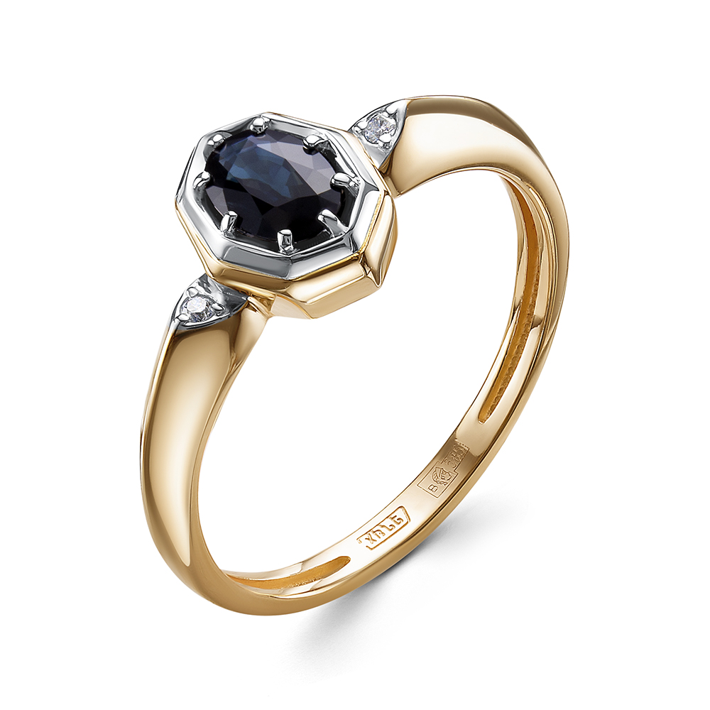Кольцо из золота с камнем Бриллиант, Сапфир фото, цены