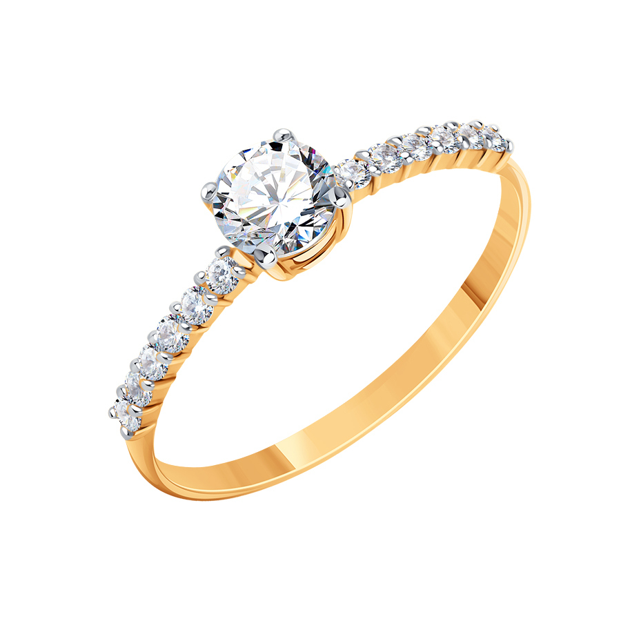 Кольцо из золота с камнем Фианит фото, цены