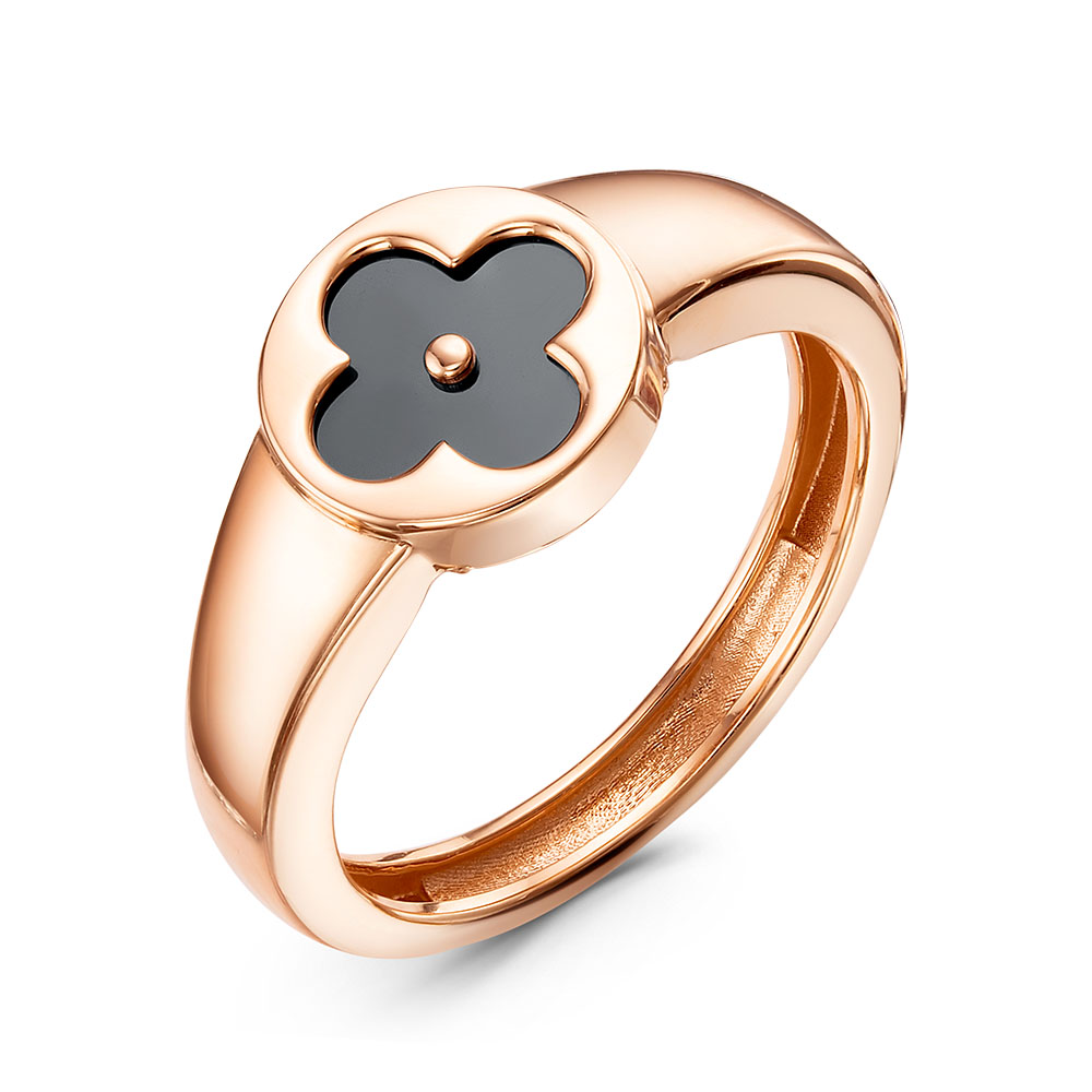 Кольцо из золота с камнем Оникс фото, цены