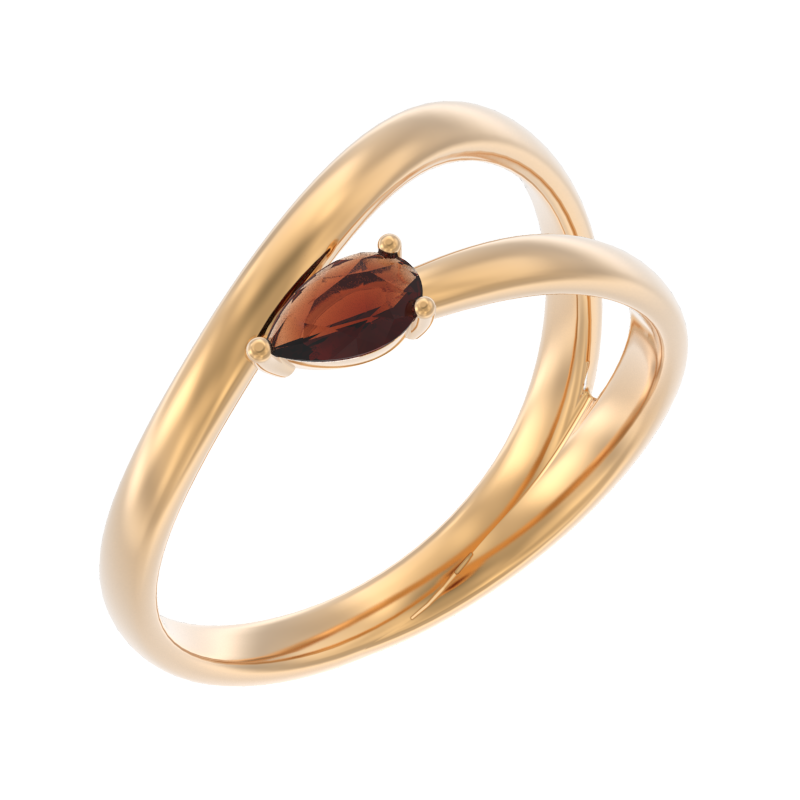 Кольцо из золота с камнем Гранат фото, цены