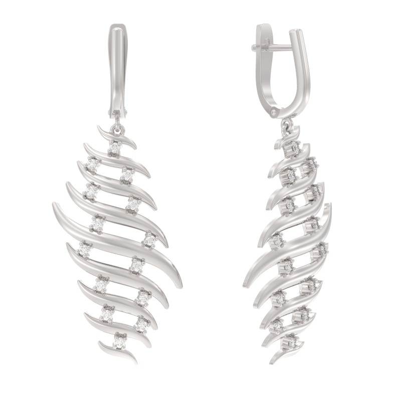 Серьги из серебра с камнем Фианит фото, цены