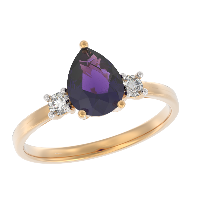 Кольцо из золота с камнем аметист, Фианит фото, цены