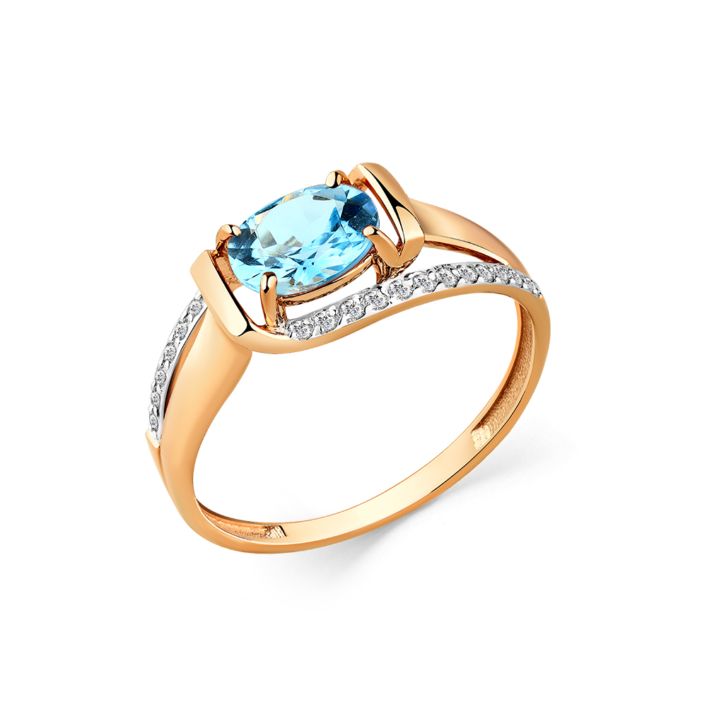 Кольцо из золота с камнем Топаз, Фианит фото, цены