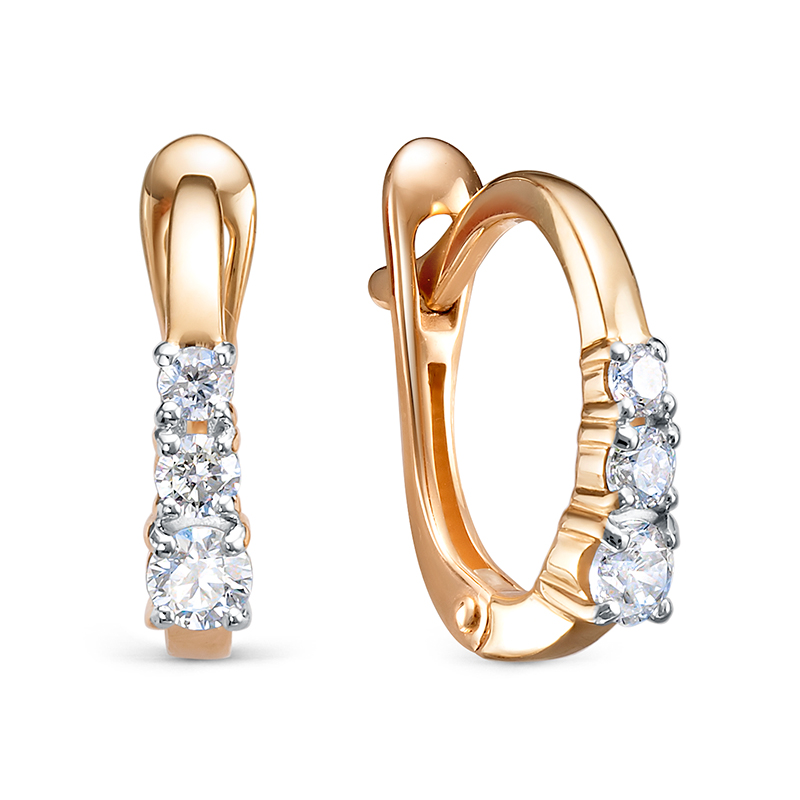 Серьги из золота с камнем Фианит фото, цены