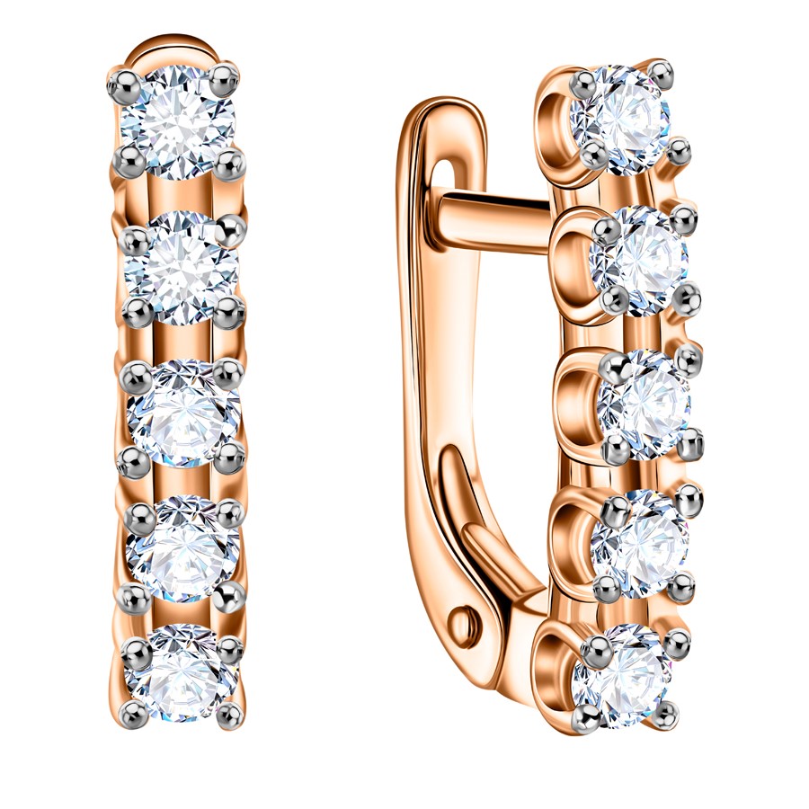 Серьги из золота с камнем Фианит фото, цены