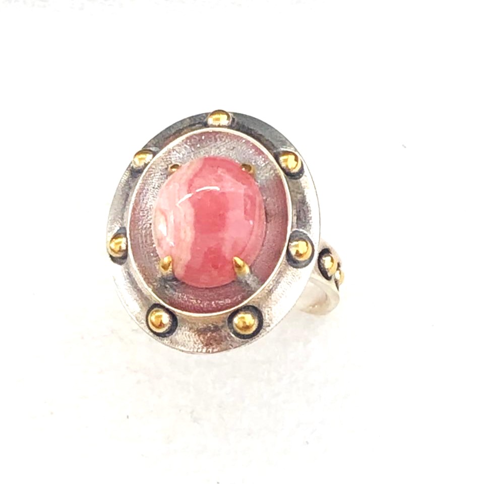 Кольцо из серебра с камнем Родохрозит фото, цены