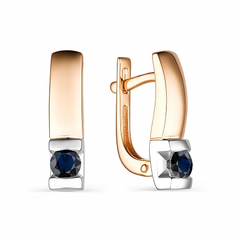 Серьги из золота с камнем Сапфир фото, цены
