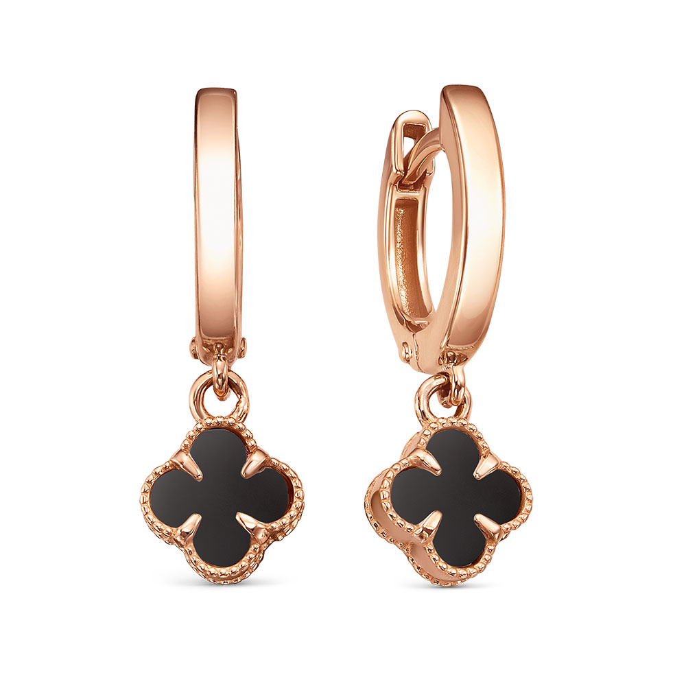 Серьги из золота с камнем Оникс фото, цены