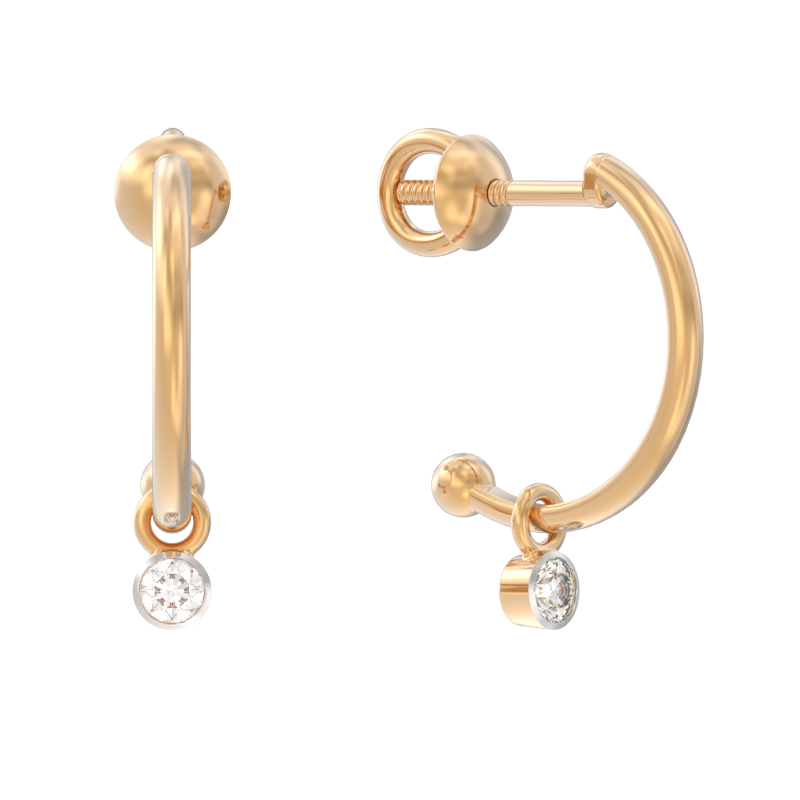 Пуссеты из золота с камнем Фианит фото, цены