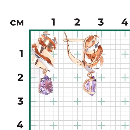 Серьги из золота с камнем аметист фото, цены