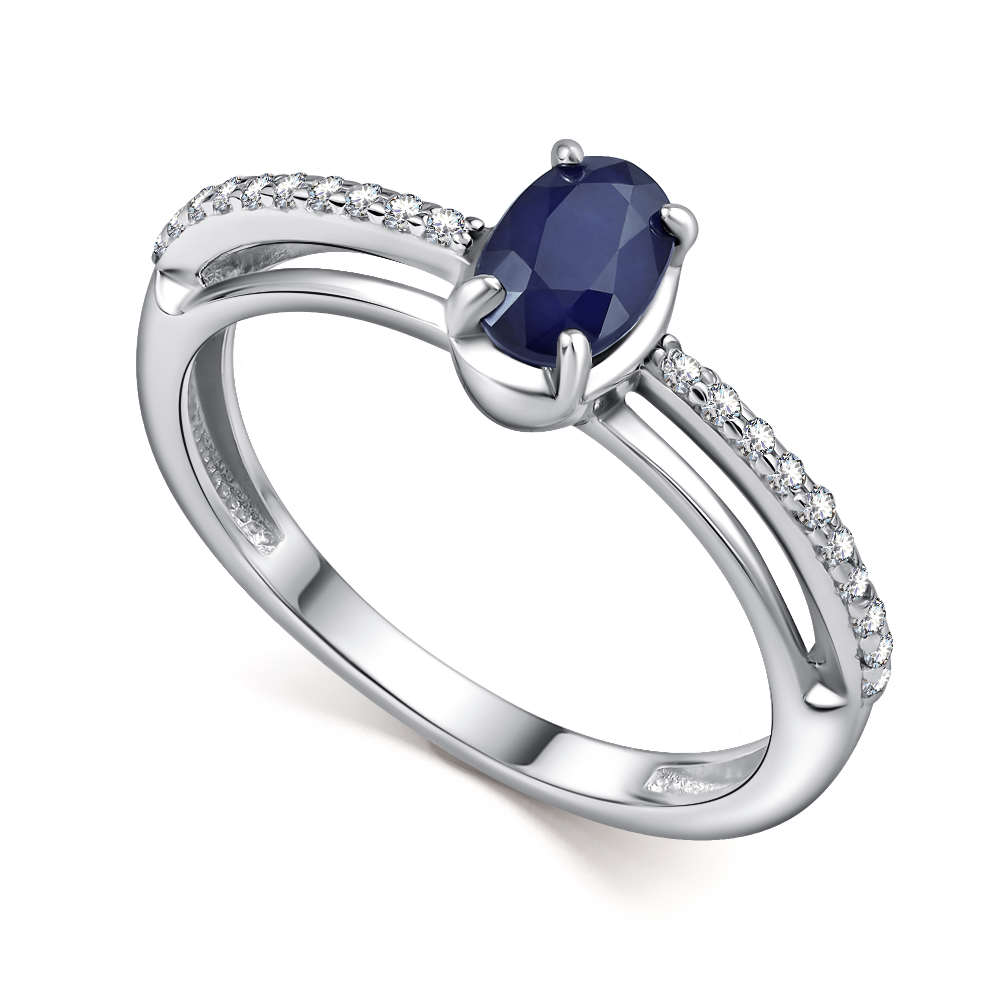 Кольцо из серебра с камнем Фианит, Сапфир фото, цены