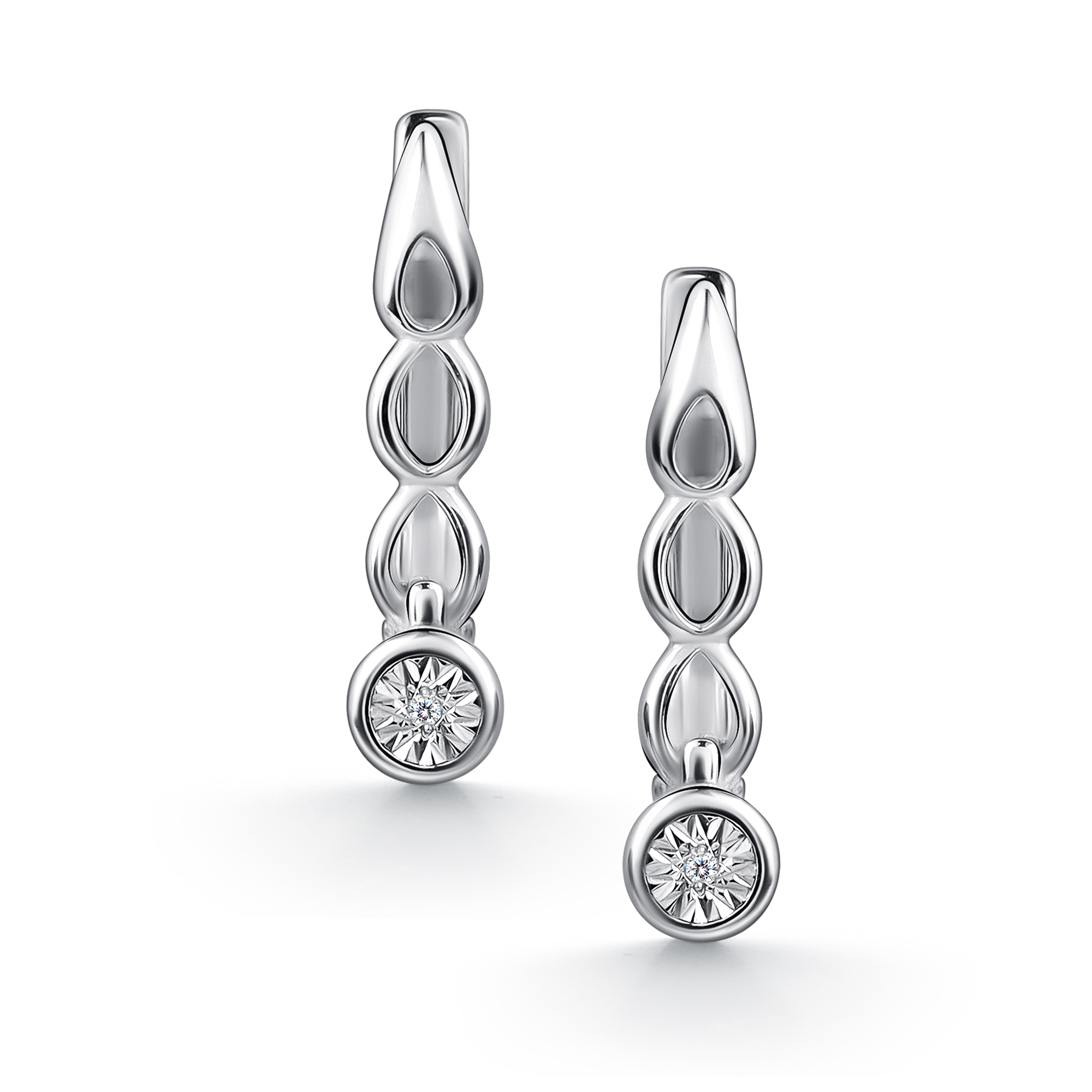 Серьги из серебра с камнем Бриллиант фото, цены