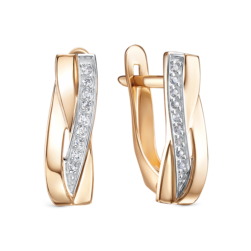 Серьги из золота с камнем Фианит фото, цены