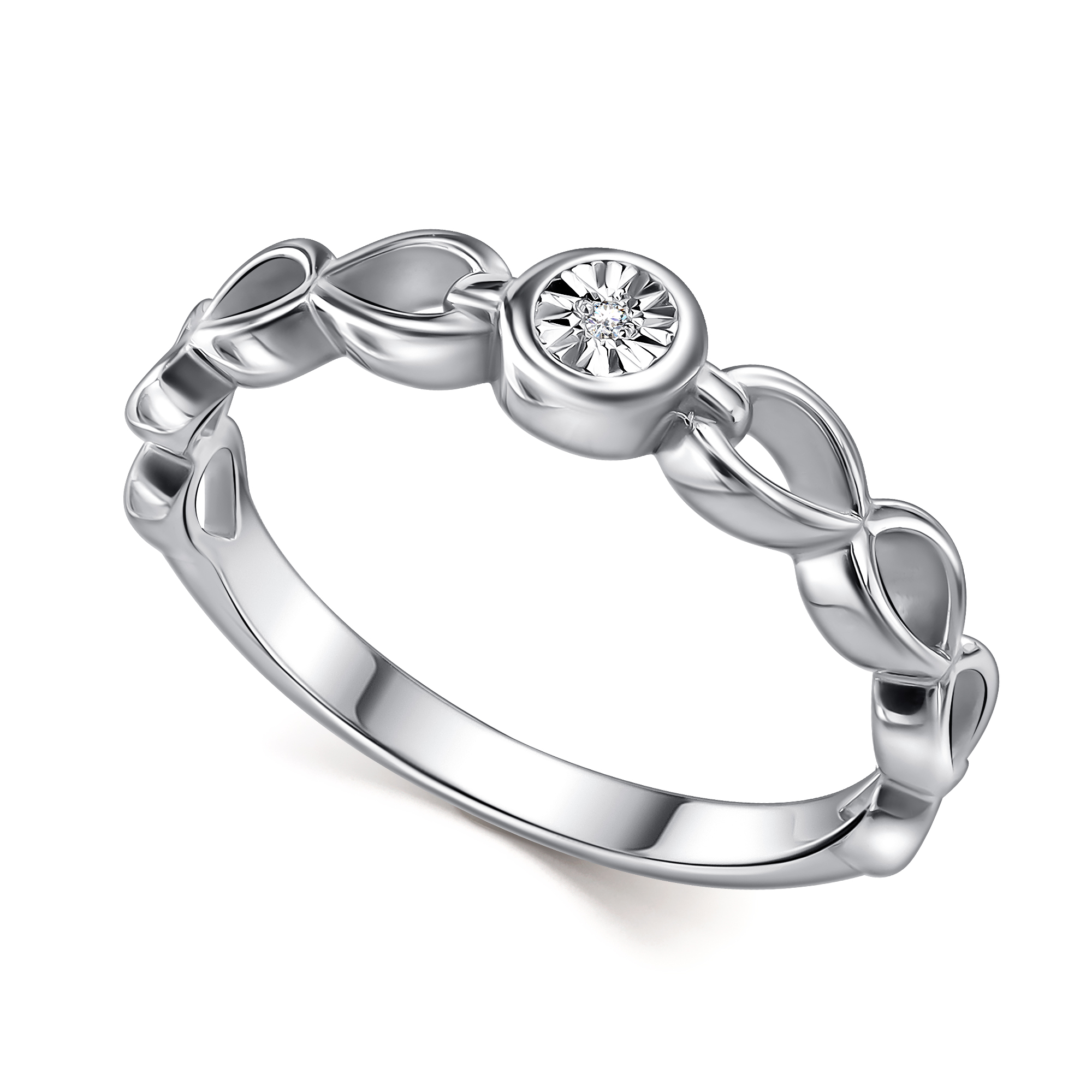 Кольцо из серебра с камнем Бриллиант фото, цены