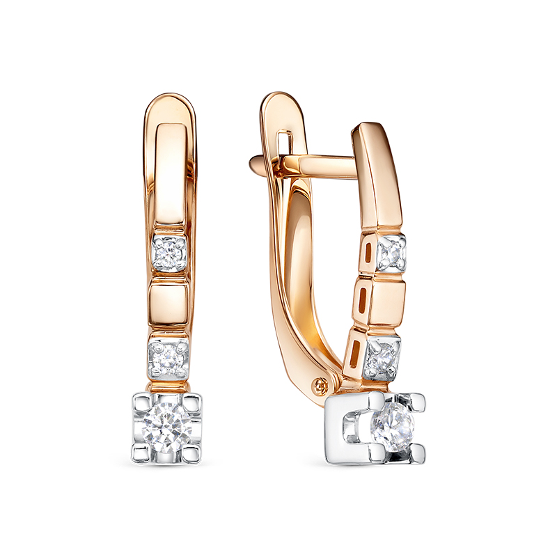 Серьги из золота с камнем Фианит фото, цены