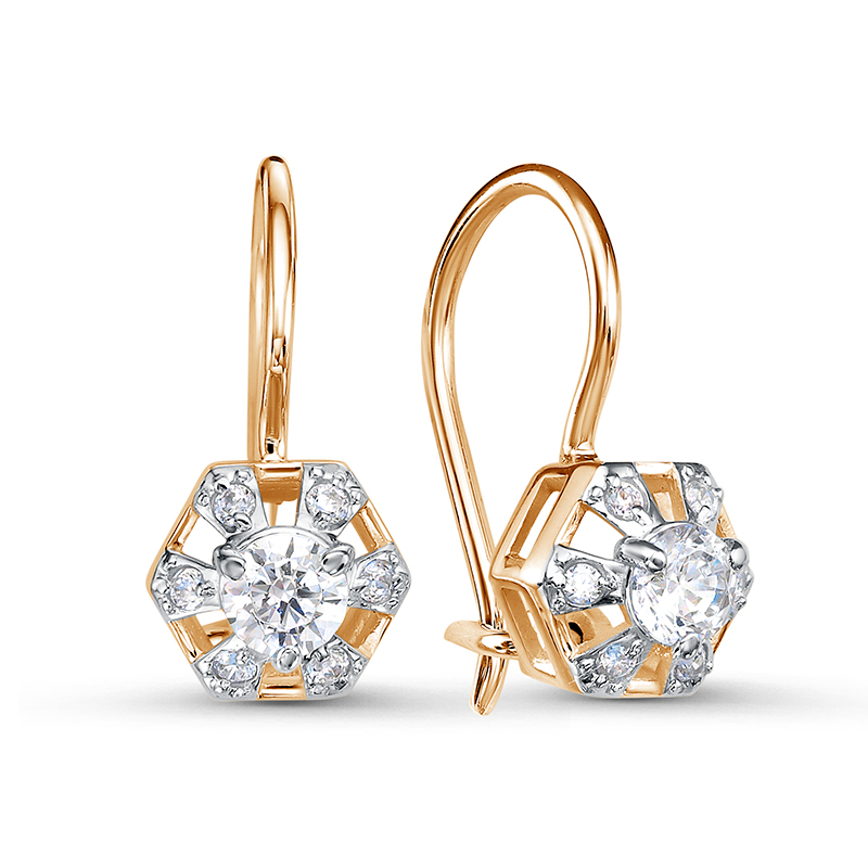 Серьги из золота с камнем Фианит фото, цены