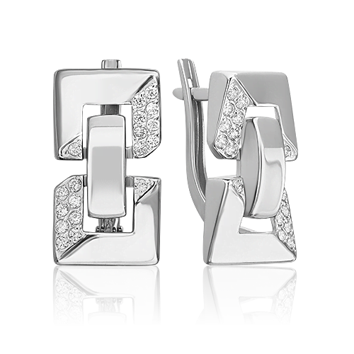 Серьги из серебра с камнем Фианит фото, цены