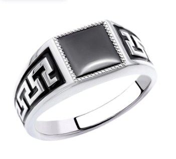 Печатка из серебра с камнем Фианит, вставками эмали фото, цены