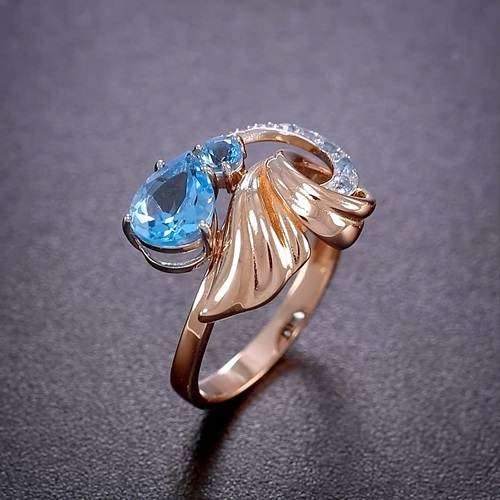 Кольцо из золота с камнем Топаз фото, цены