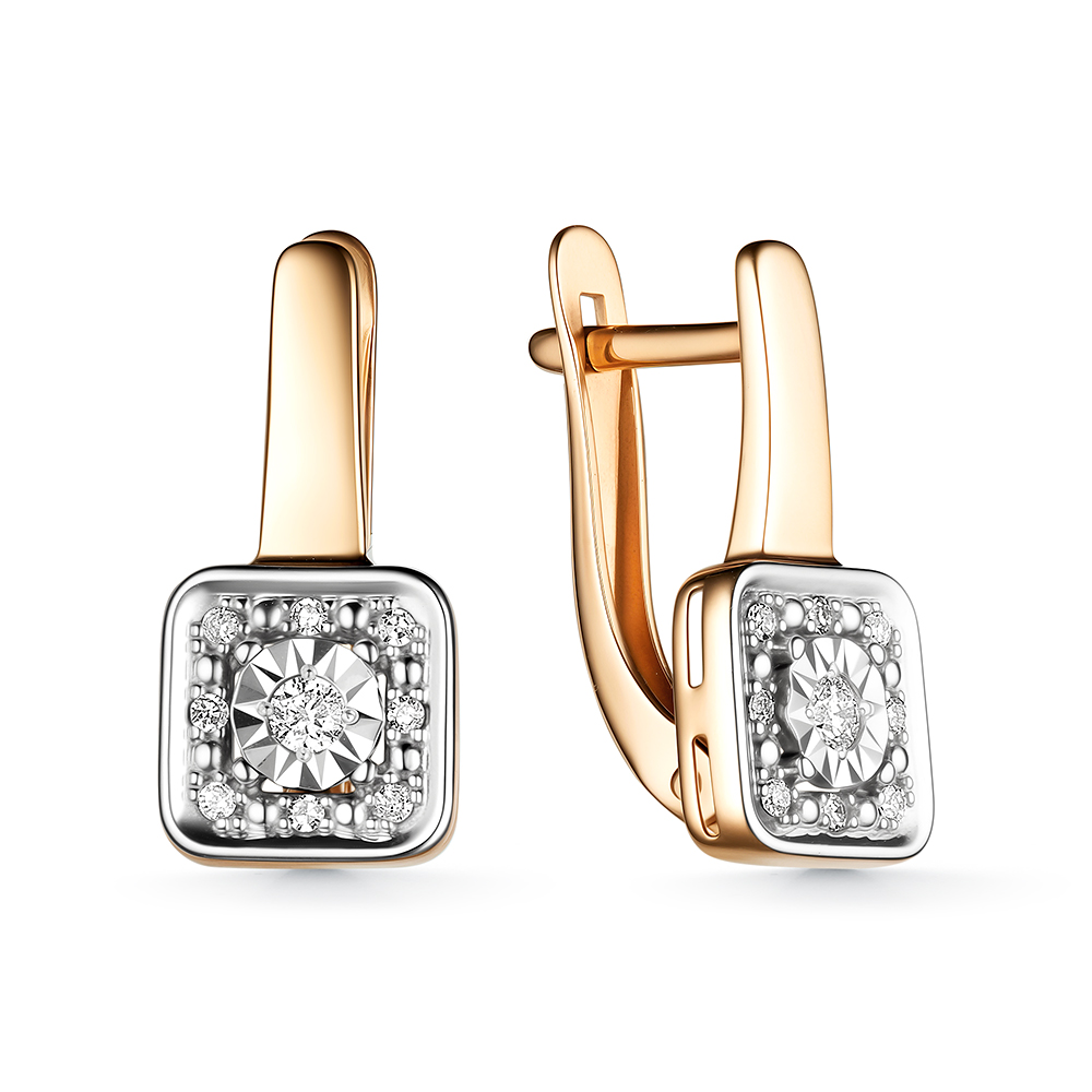 Серьги из золота с камнем Бриллиант фото, цены