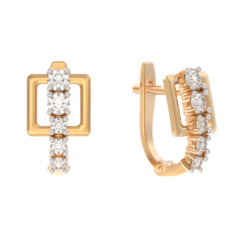 Серьги из золота с камнем Фианит фото, цены