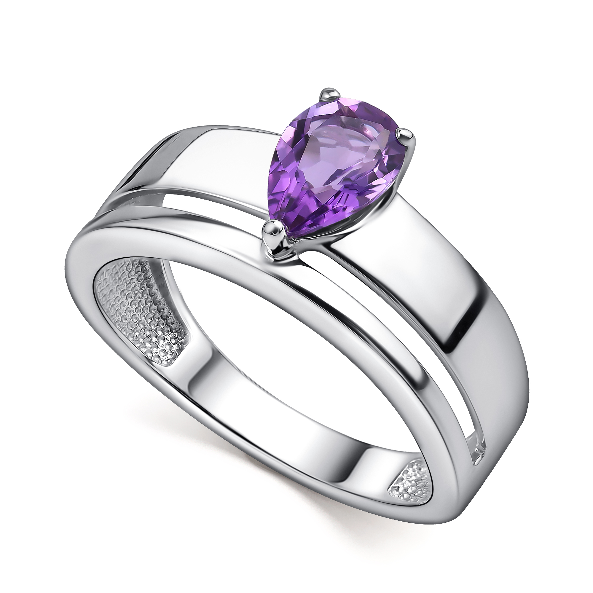 Кольцо из серебра с камнем аметист фото, цены