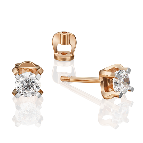 Пуссеты из золота с камнем Фианит фото, цены