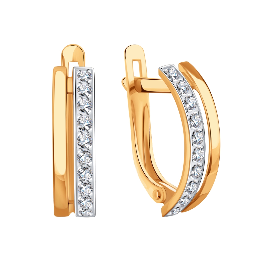 Серьги из золота с камнем Фианит фото, цены