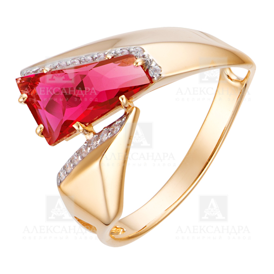 Кольцо из золота с камнем Гранат, Фианит фото, цены