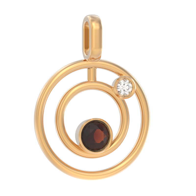 Подвеска из золота с камнем Гранат, Фианит фото, цены