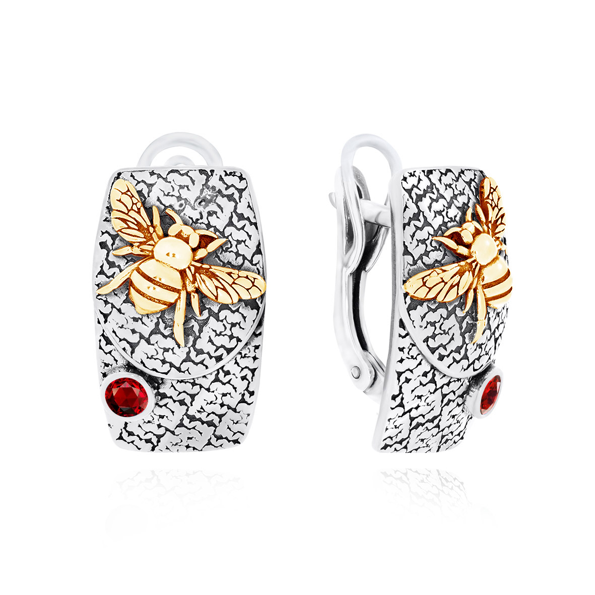 Серьги из серебра с камнем Гранат фото, цены