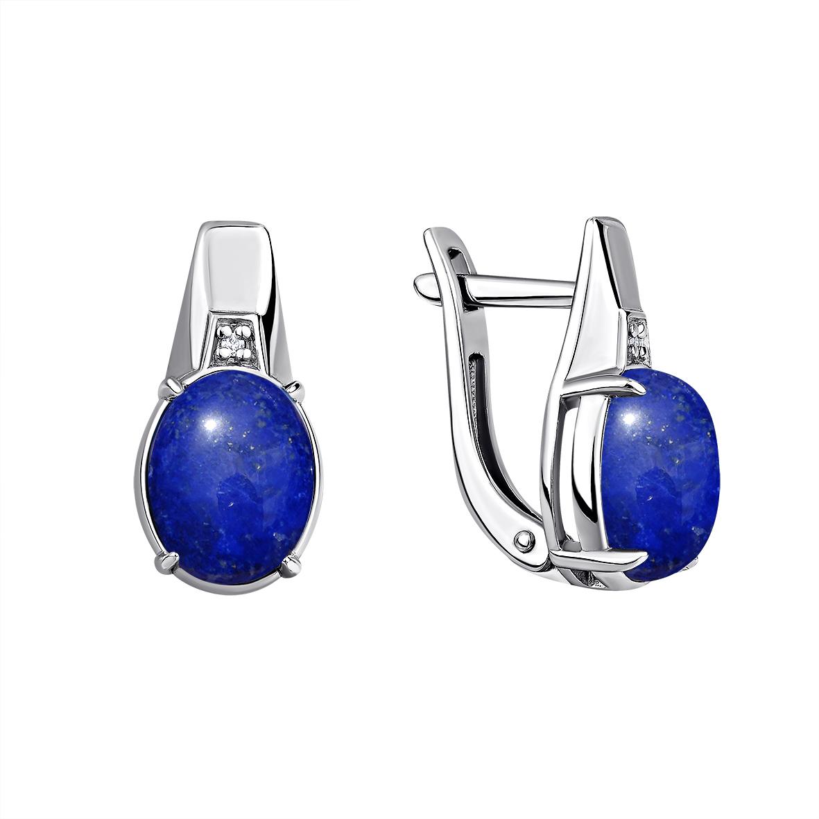 Серьги из серебра с камнем Фианит, Лазурит фото, цены