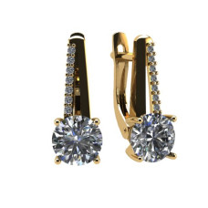 Серьги из золота с камнем Фианит фото, цены