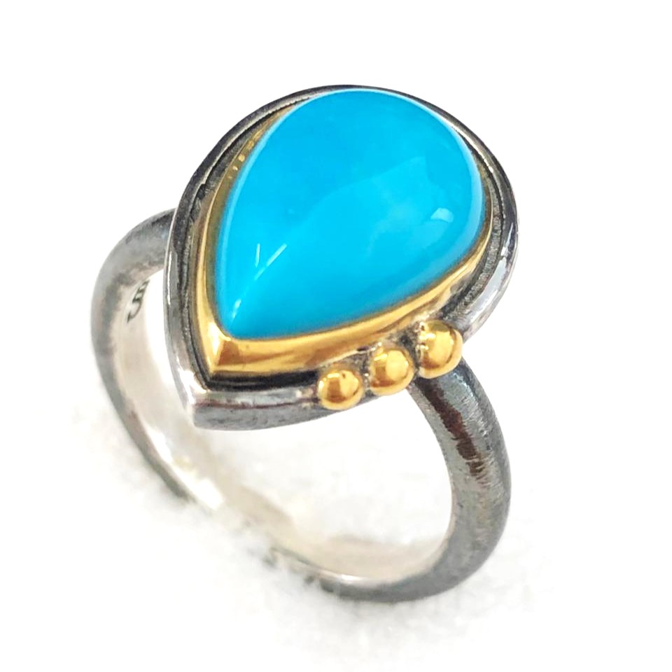 Кольцо из серебра с камнем Бирюза фото, цены