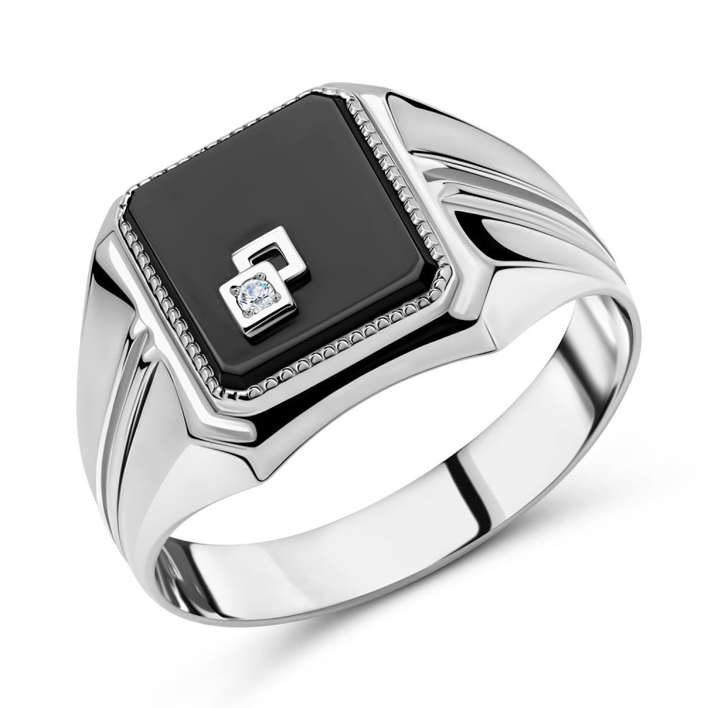 Печатка из серебра с камнем Фианит фото, цены