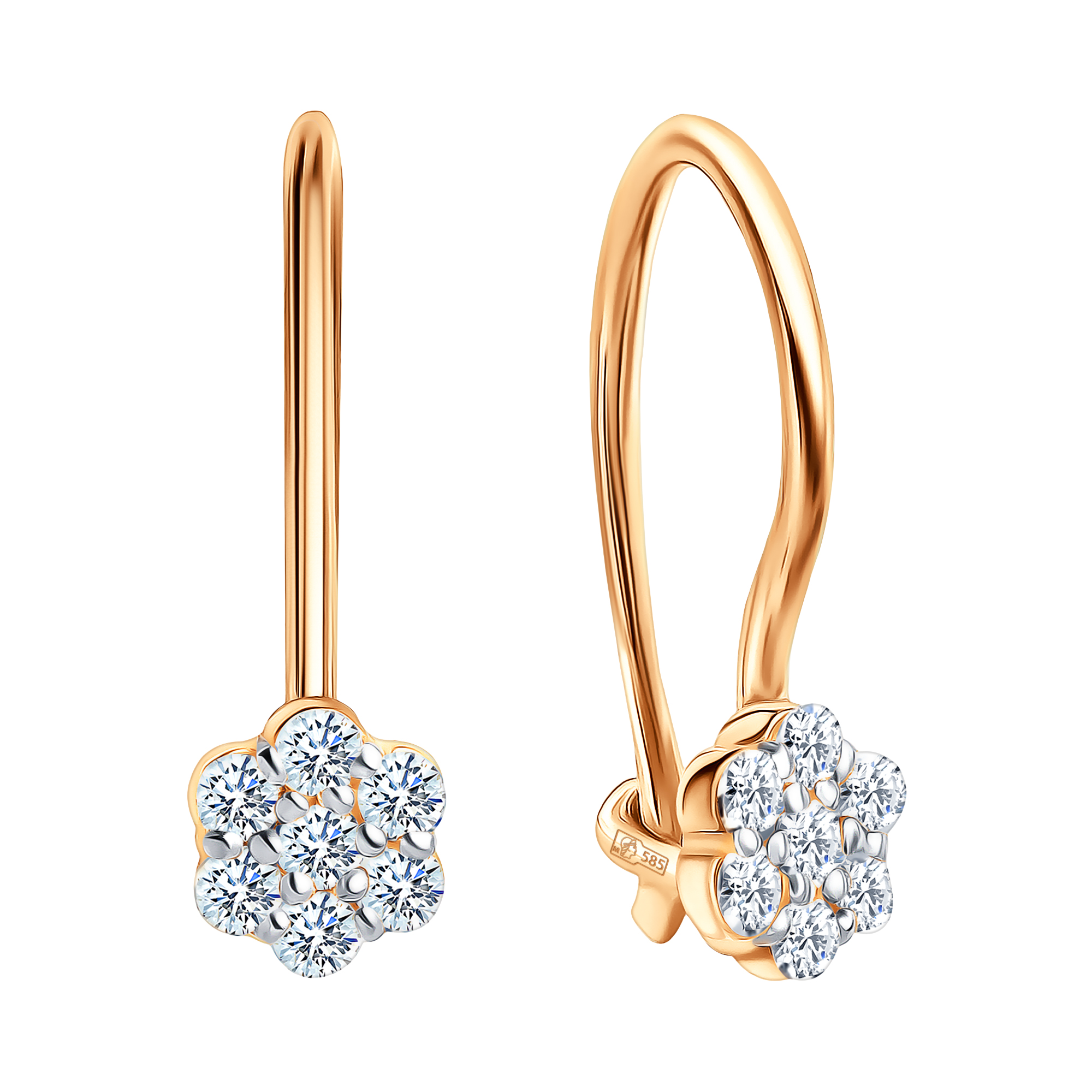 Серьги из золота с камнем Куб цирконий фото, цены