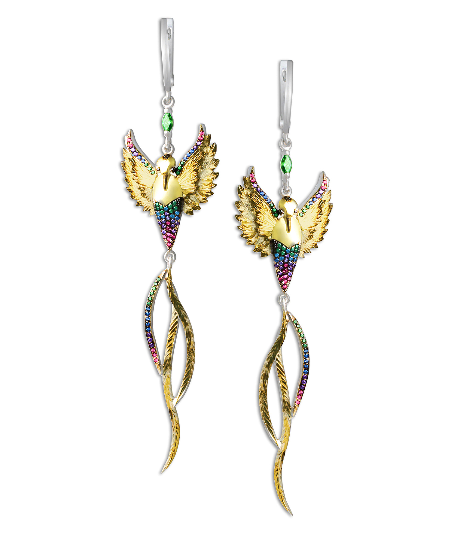 Серьги из серебра с камнем Фианит фото, цены