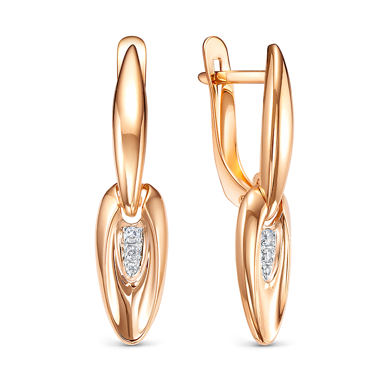 Серьги из золота с камнем Фианит фото, цены