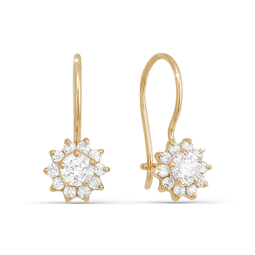 Серьги из золота с камнем Фианит фото, цены