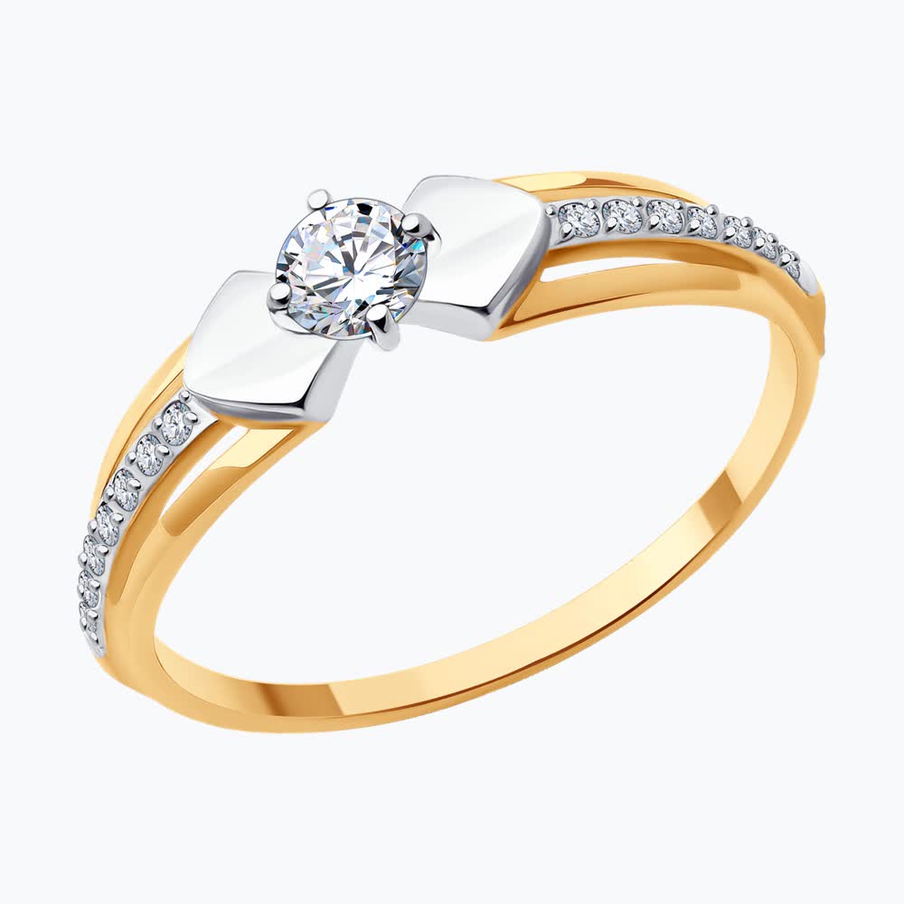 Кольцо из золота с камнем Фианит фото, цены