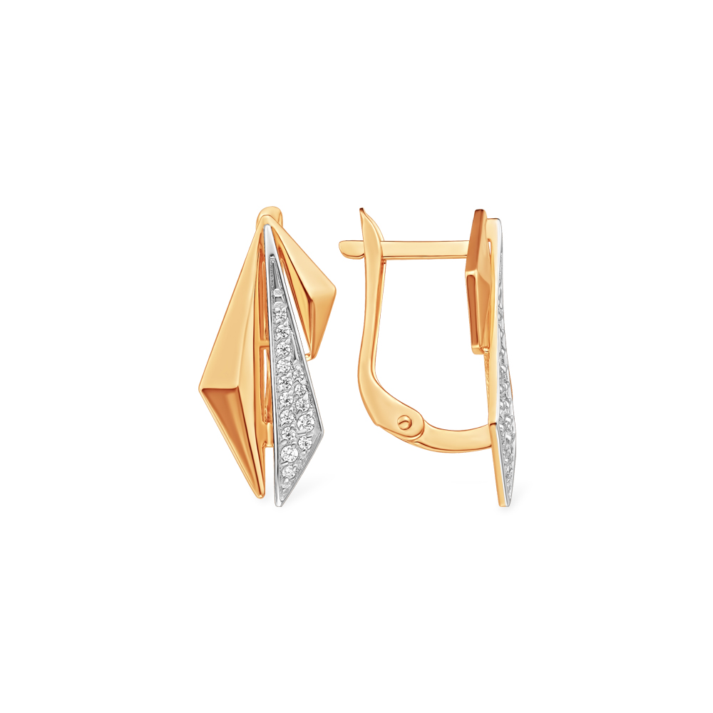 Серьги из золота с камнем Фианит фото, цены