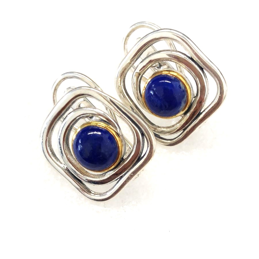 Серьги из серебра с камнем Лазурит фото, цены