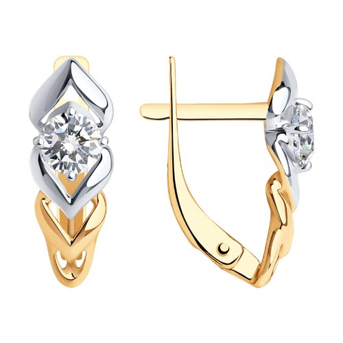 Серьги из золота с камнем Фианит фото, цены