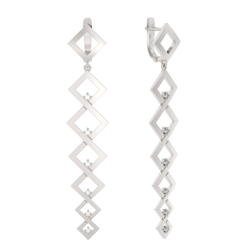 Серьги из серебра с камнем Фианит фото, цены