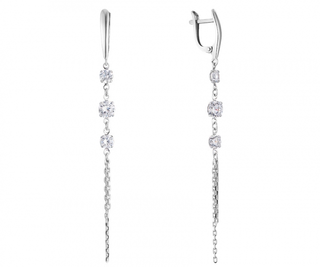 Серьги из серебра с камнем Циркон фото, цены