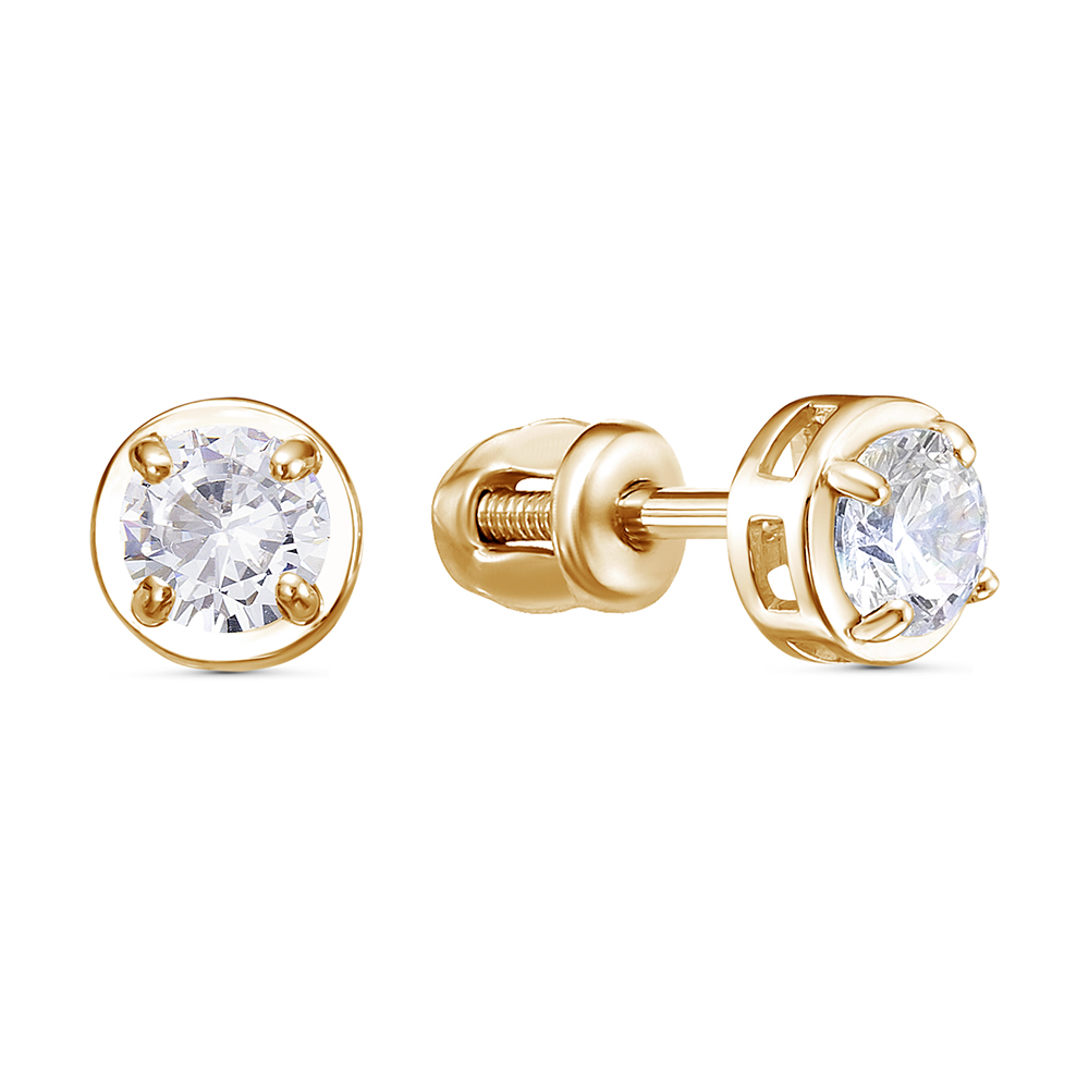 Пуссеты из золота с камнем Фианит фото, цены